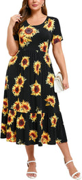 LARACE Plus Size Summer Long Dress - Flowy Maxi with Pockets