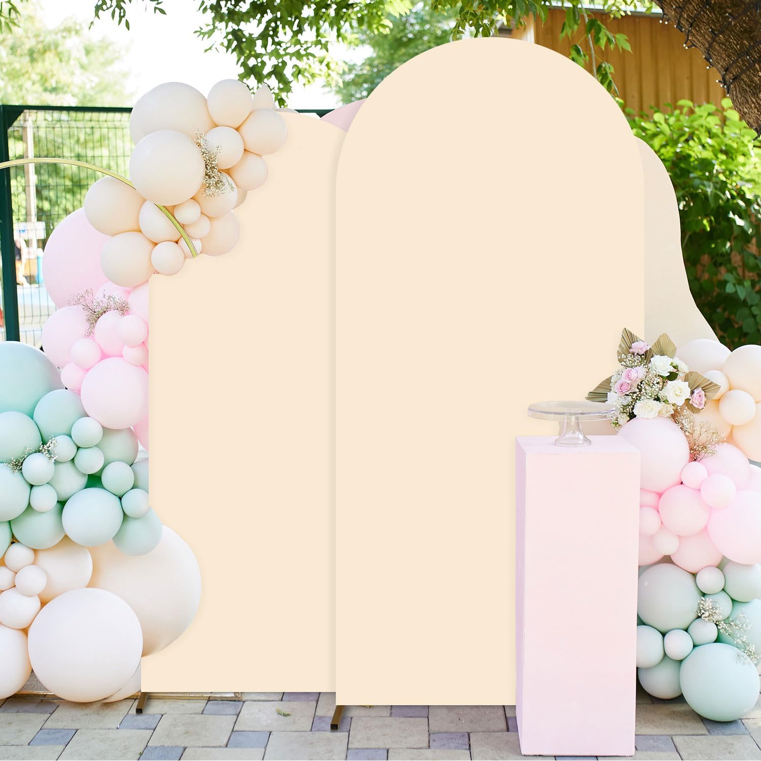Beige Arch Covers Set of 2 for Elegant Party Decorations