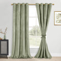 Light Sage Velvet Curtains 96 in Length - Tieable Luxury Drapes