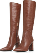 Knee High Chunky Heel Wide Calf Boots for Women - Comfortable Block