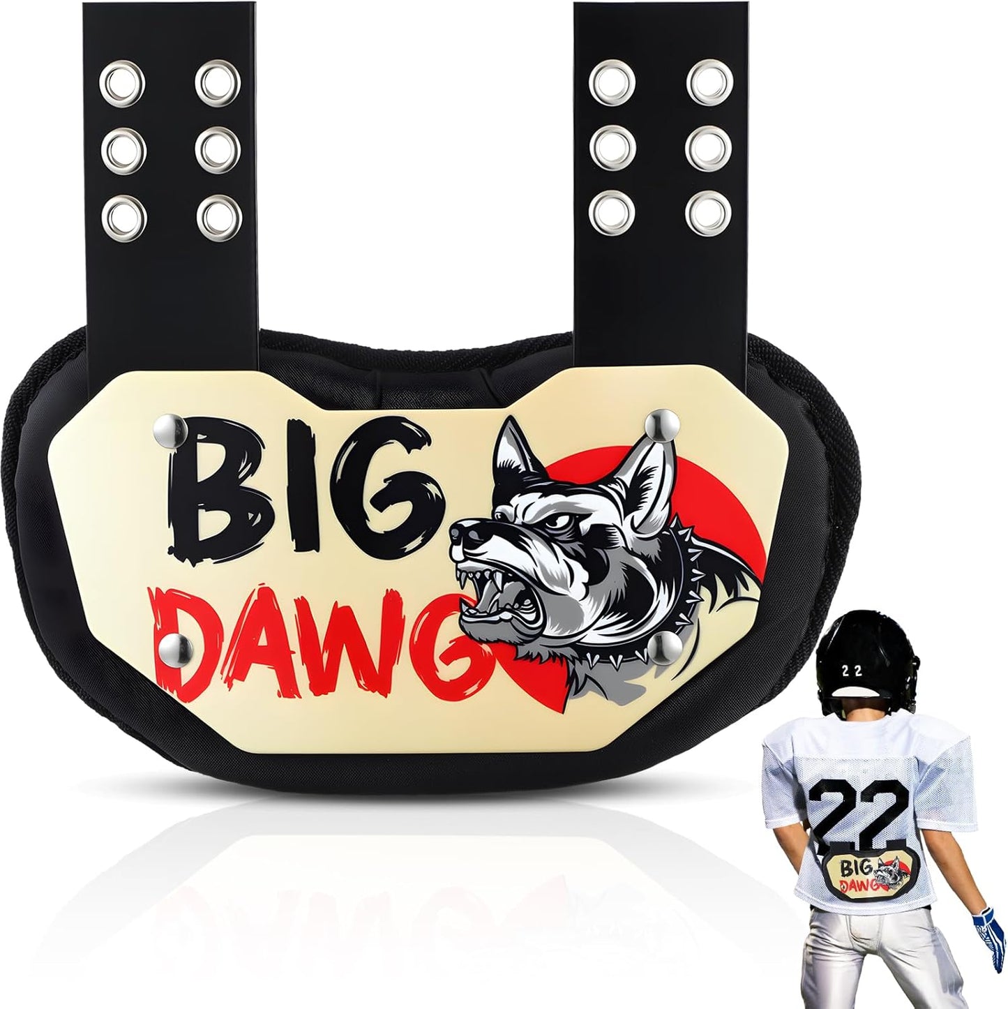 Civaner Football Back Plate for Youth Players with Big Dawg Design