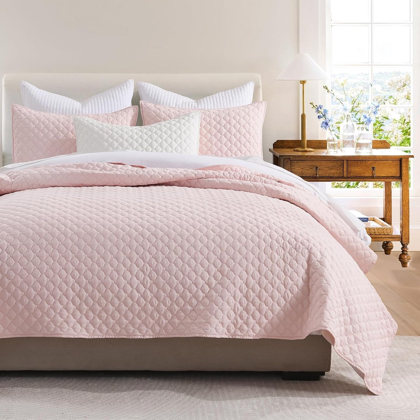 Light Pink King Size Quilt Set by HORIMOTE HOME for Summer Comfort