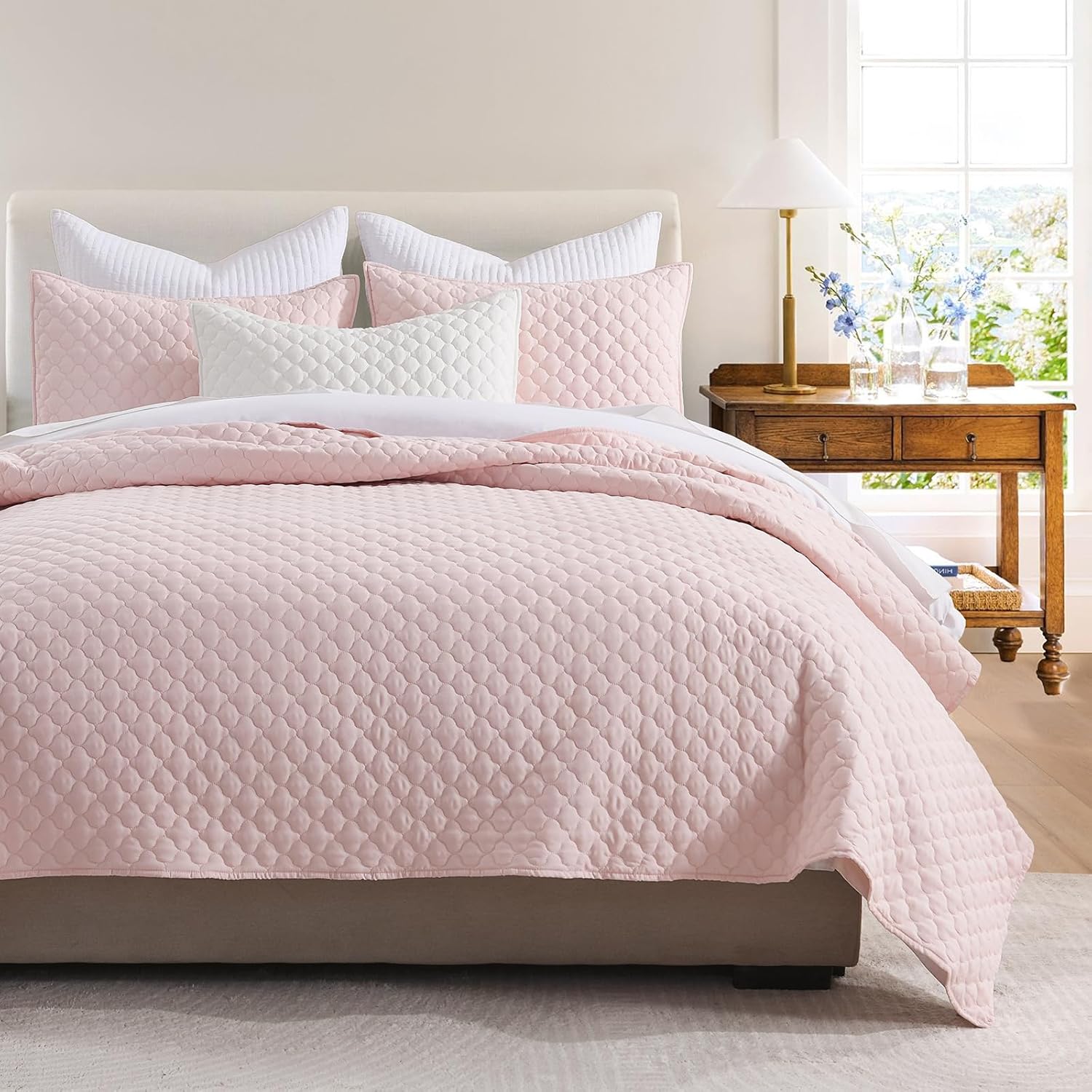 Light Pink King Size Quilt Set by HORIMOTE HOME for Summer Comfort