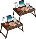 Bamboo Breakfast Tray with Telescopic Foldable Legs - Portable Bed