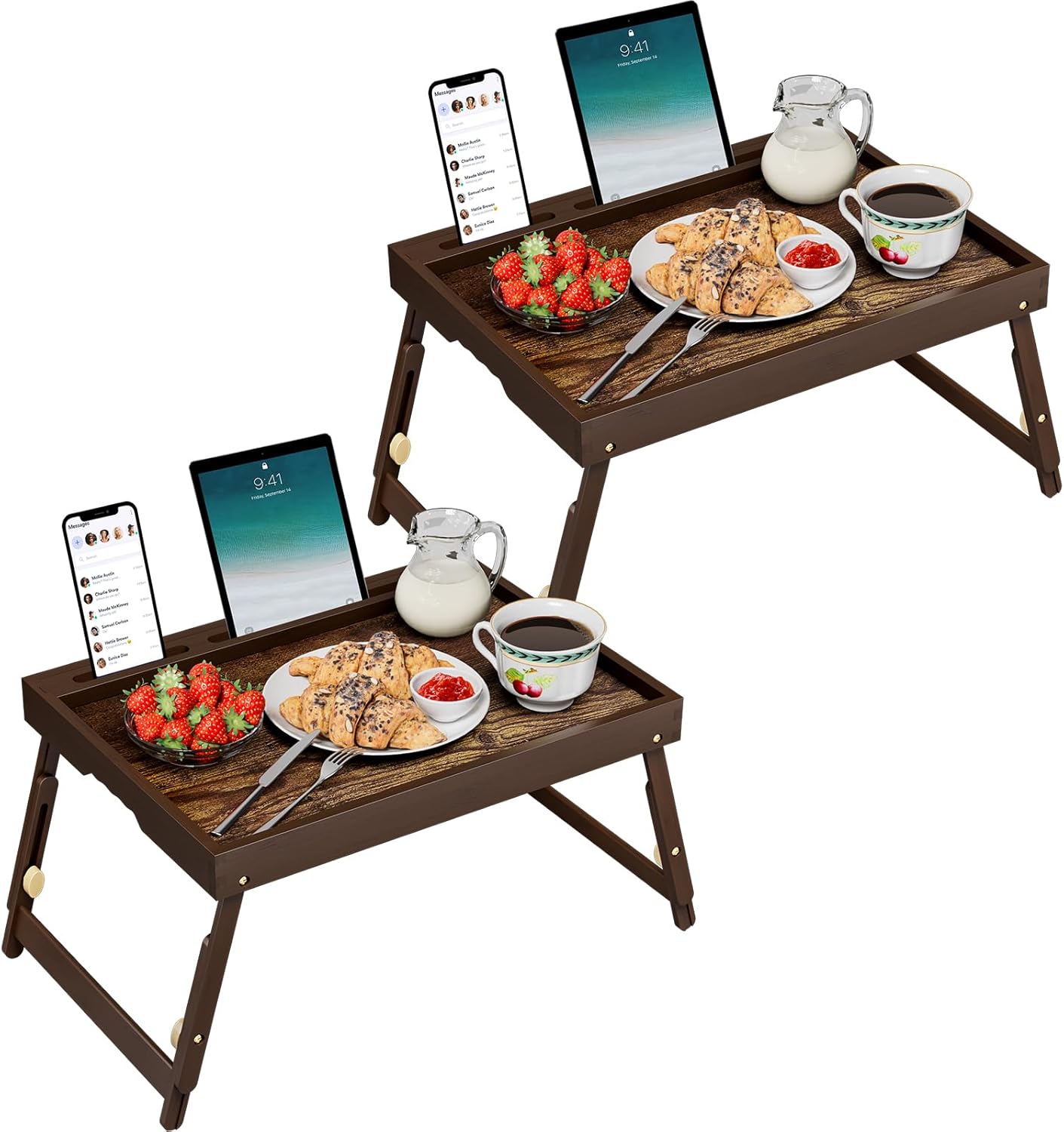 Bamboo Breakfast Tray with Telescopic Legs for Versatile Use