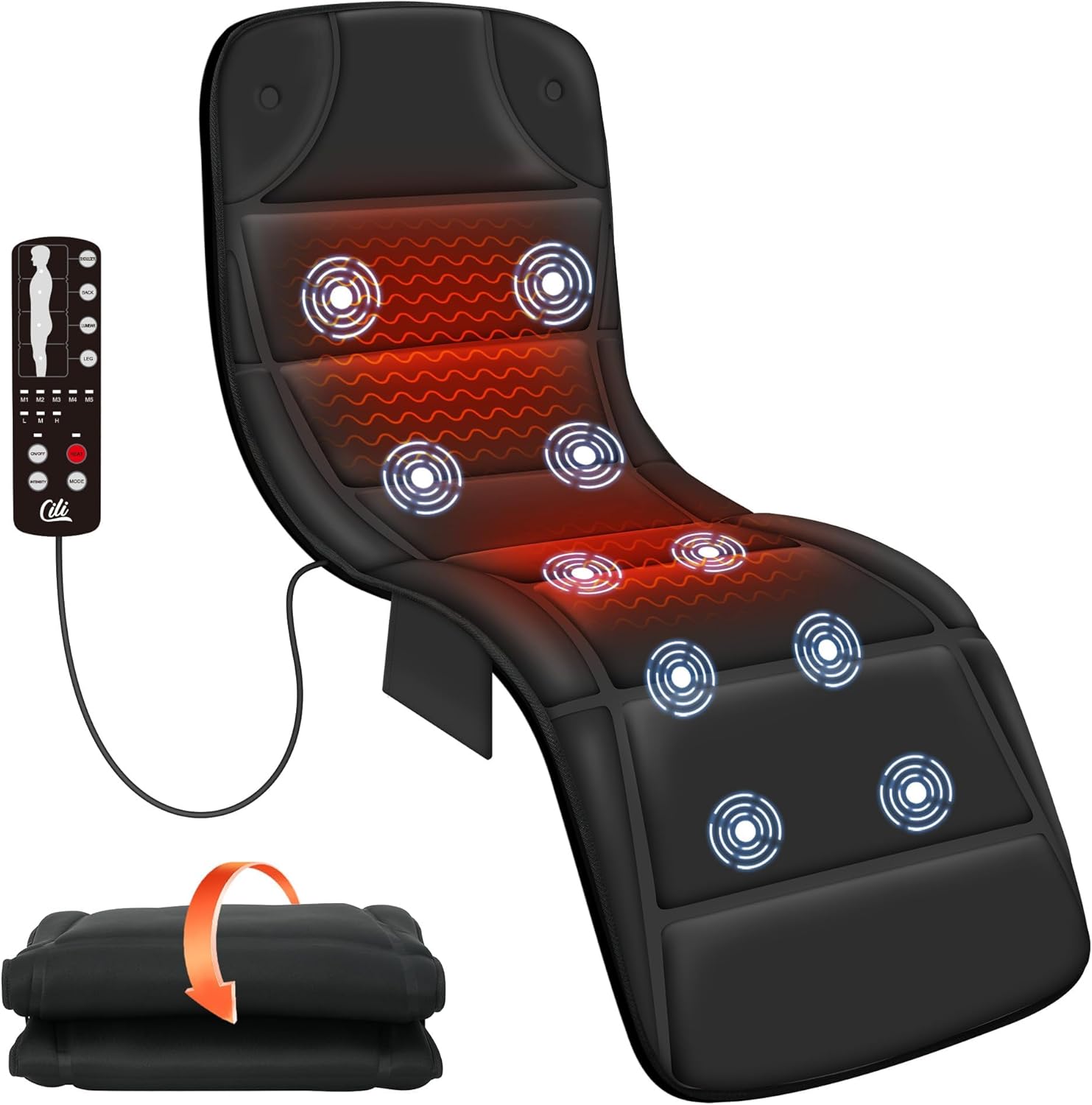 CILI Full Body Massage Mat with Heat and Vibration Features