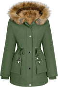 Womens Winter Coat Warm Thicken Puffer Jacket with Fur Hood - Cozy