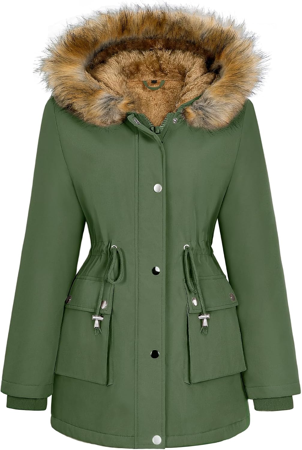Womens Winter Coat Warm Thicken Puffer Jackets with Fur Hood
