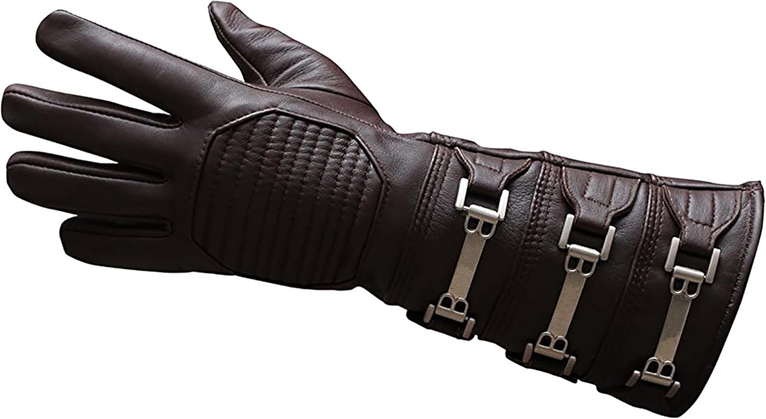 URBAN BUCK Real Sheepskin Leather Gauntlet Costume Gloves