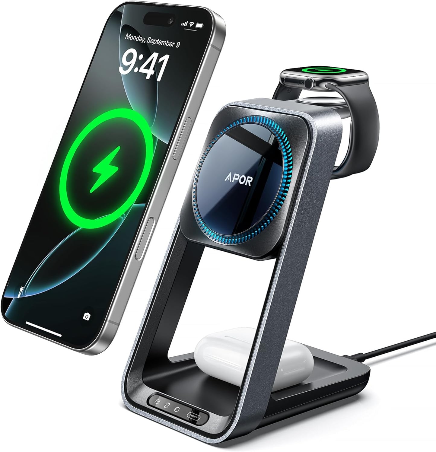 3-in-1 Cooling Charger for iPhone & Apple Watch - Apor