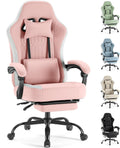 Pink High Back Gaming Chair with Footrest - Ergonomic Desk Chair