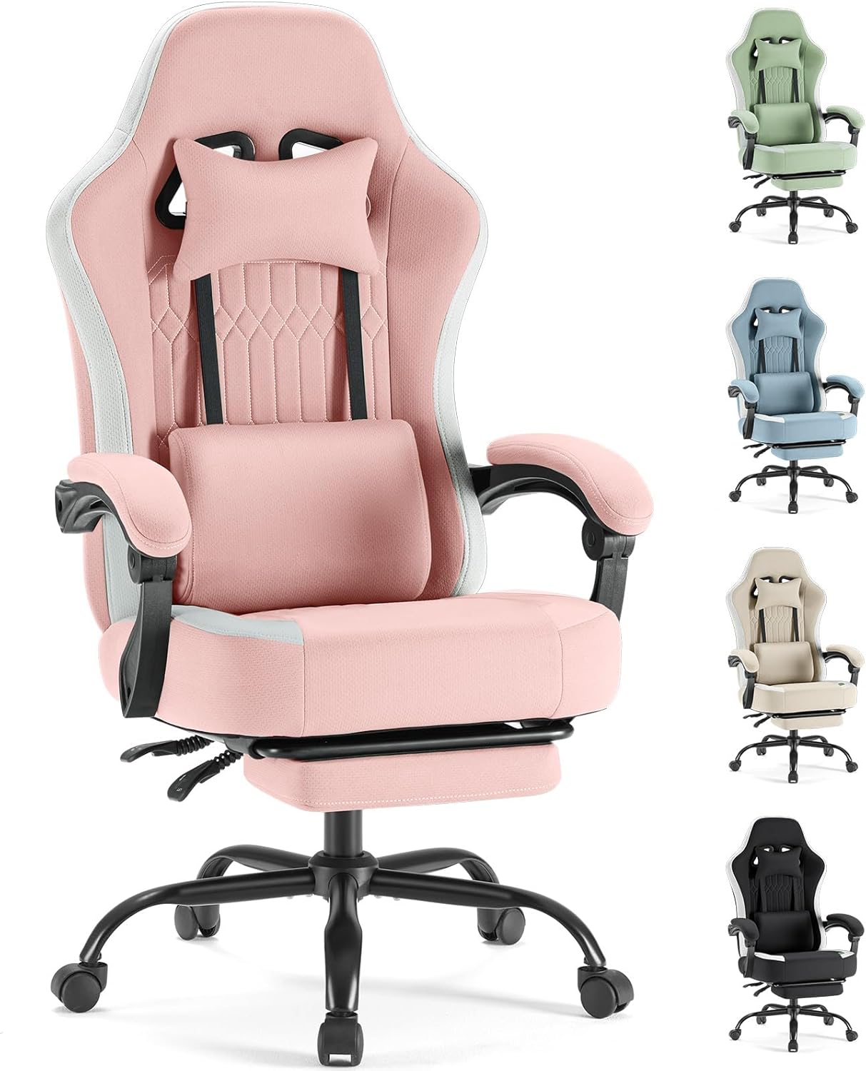 Sweetcrispy Computer Gaming Chair with Ergonomic Design and Footrest