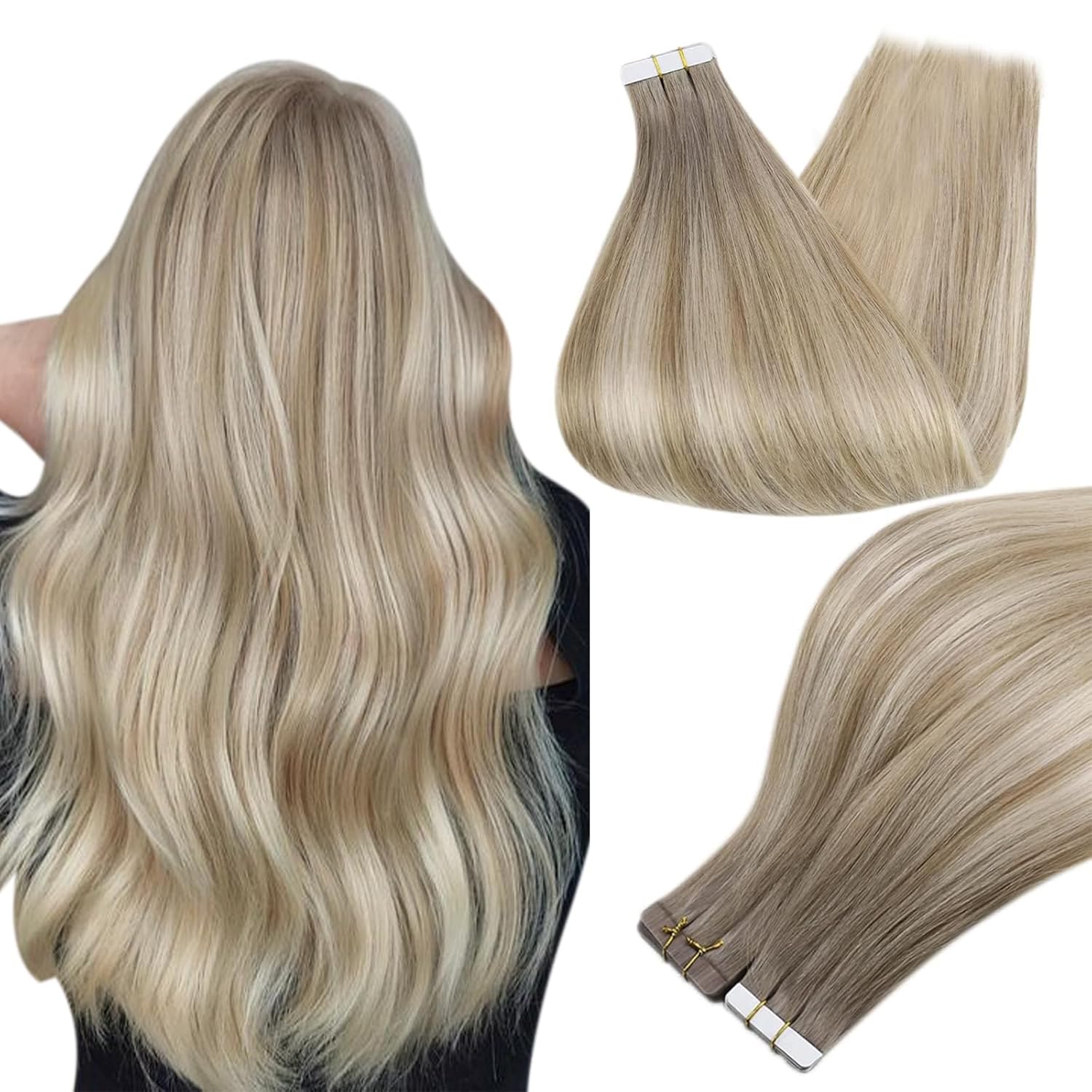 Full Shine Tape in Hair Extensions 18Inch Seamless Human Hair