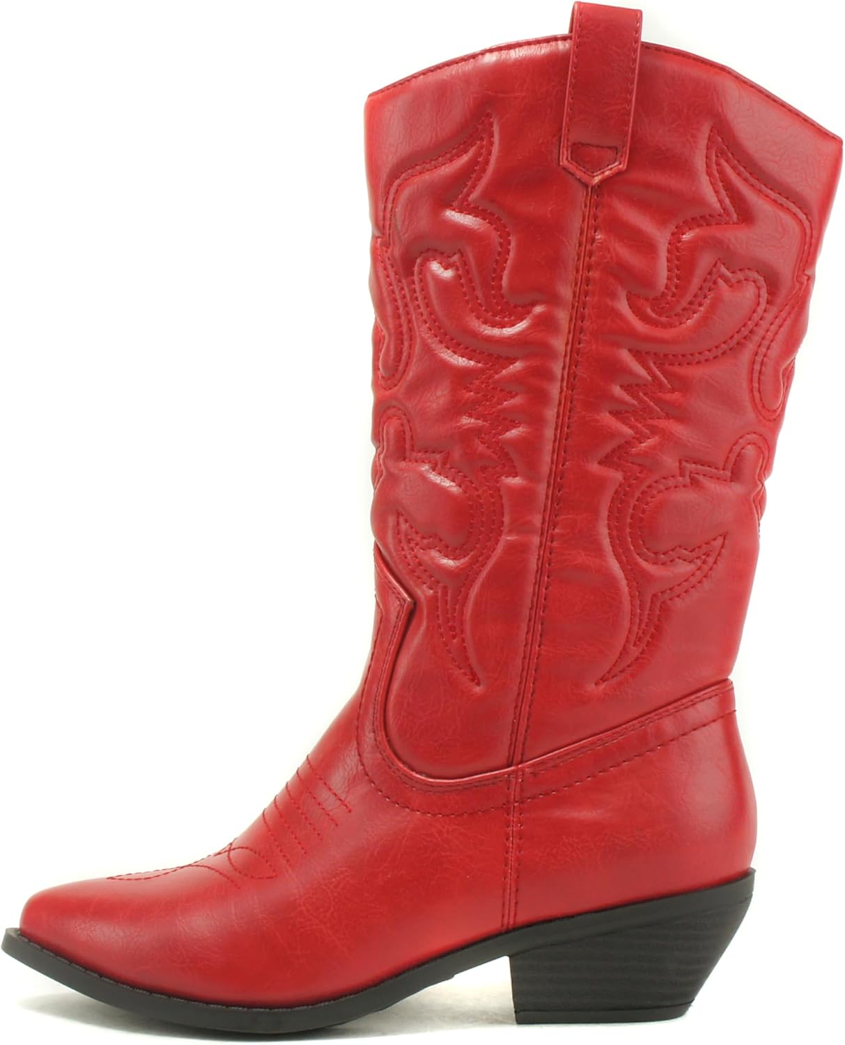 SODA Women's Round Toe Faux Suede Stacked Heel Bootie Review