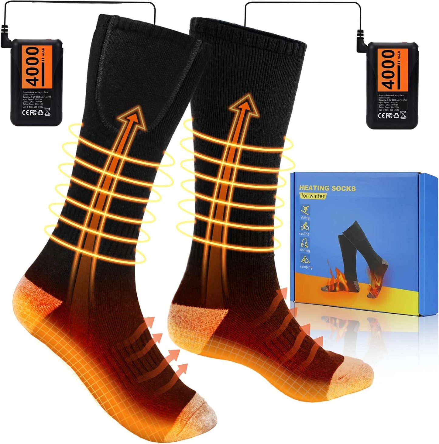 Heated Socks for Men Women - Rechargeable Thermal Foot Warmers