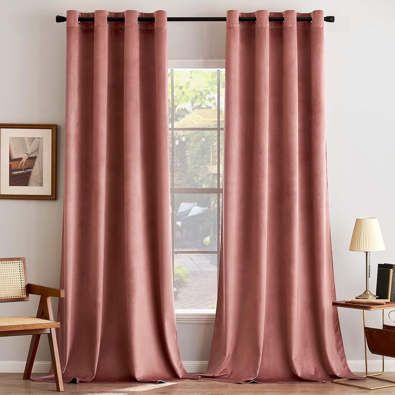 Dusty Rose Pink Velvet Curtains for Bedroom and Living Room