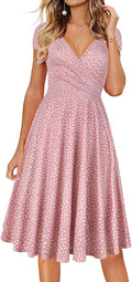 Women's V-Neck Cap Sleeve Floral Casual Dress - Flattering