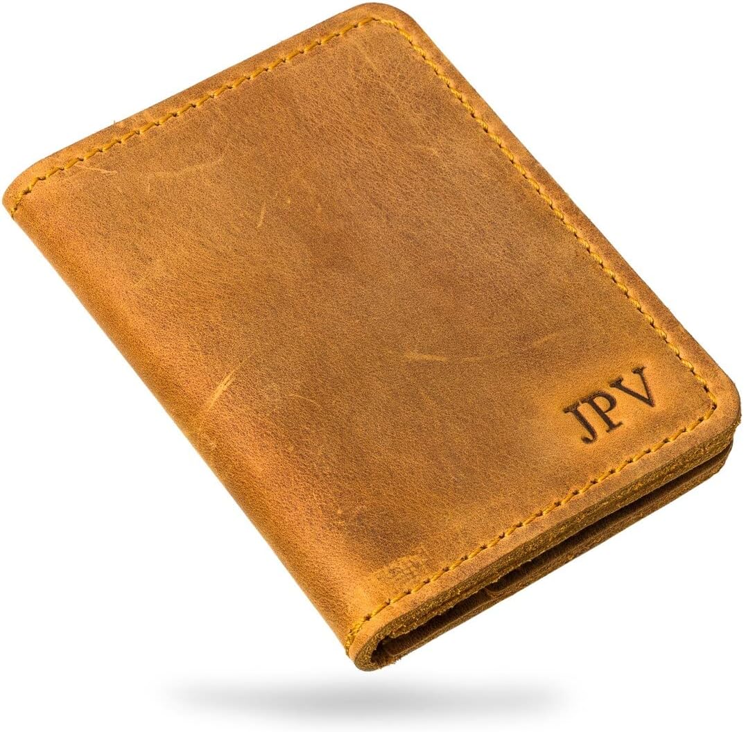 PEGAI Personalized Leather Bifold Wallet for Men - Slim Design