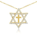 Star of David Cross Pendant 14k Gold Plated Sterling Silver