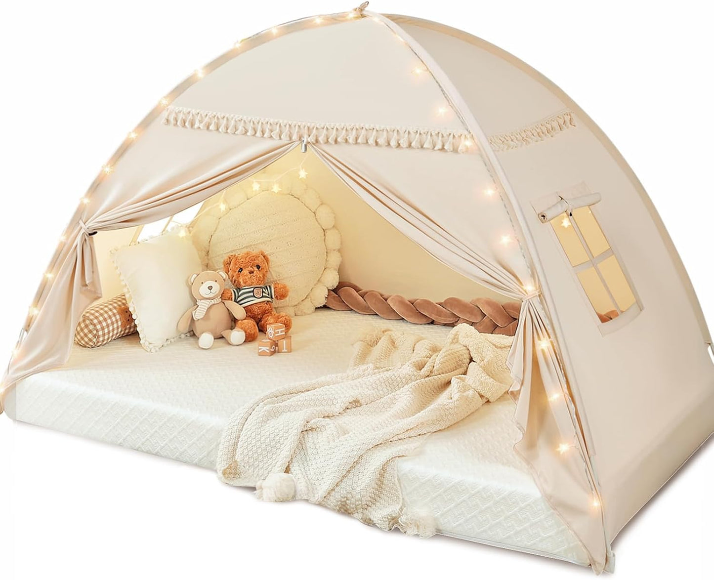 Monobeach Kids Tent Canopy: Lights & Flags for Big Boys & Girls