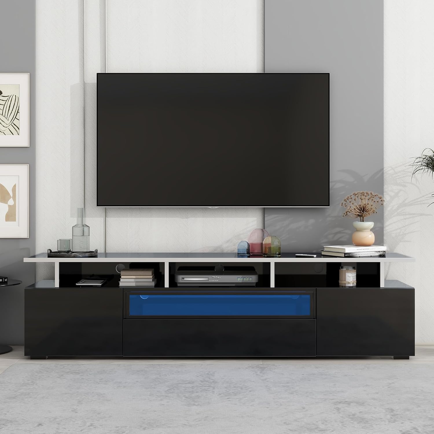 KLMM Versatile TV Stand for TVs Up to 80 with LED Lights