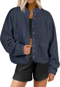 Womens Fuzzy Fleece Jacket Cropped Sherpa Shacket - Cozy Fall Layer It