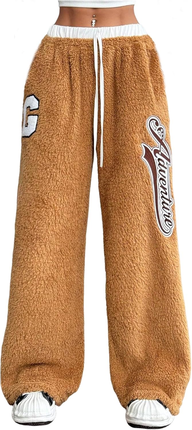 ZAFUL Women's Fuzzy Plush Pajama Pants for Cozy Comfort