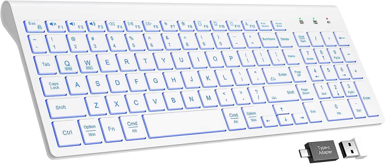 Wireless Keyboard with 7 Backlit Colors