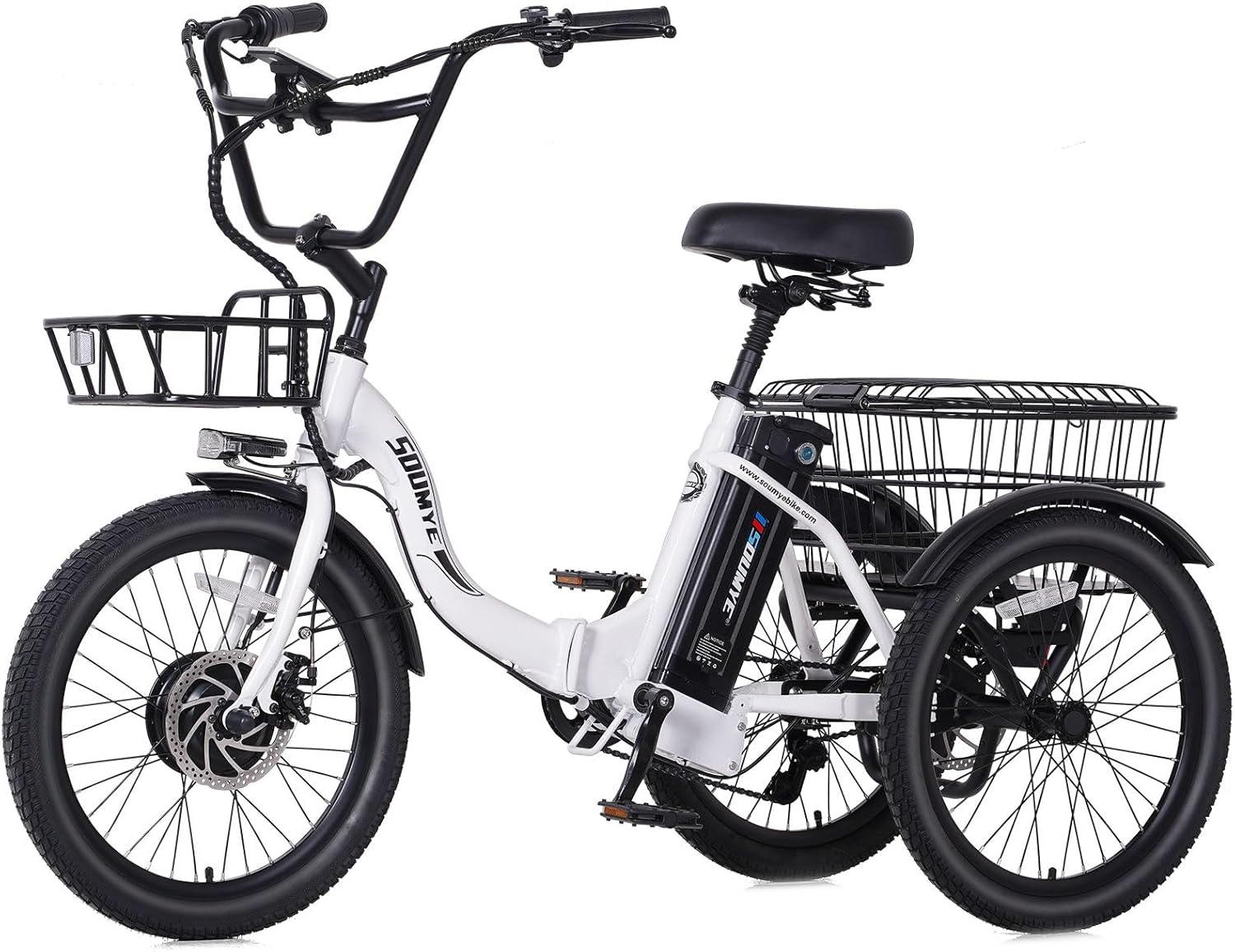 Electric Tricycle for Adults with Removable Battery and Basket