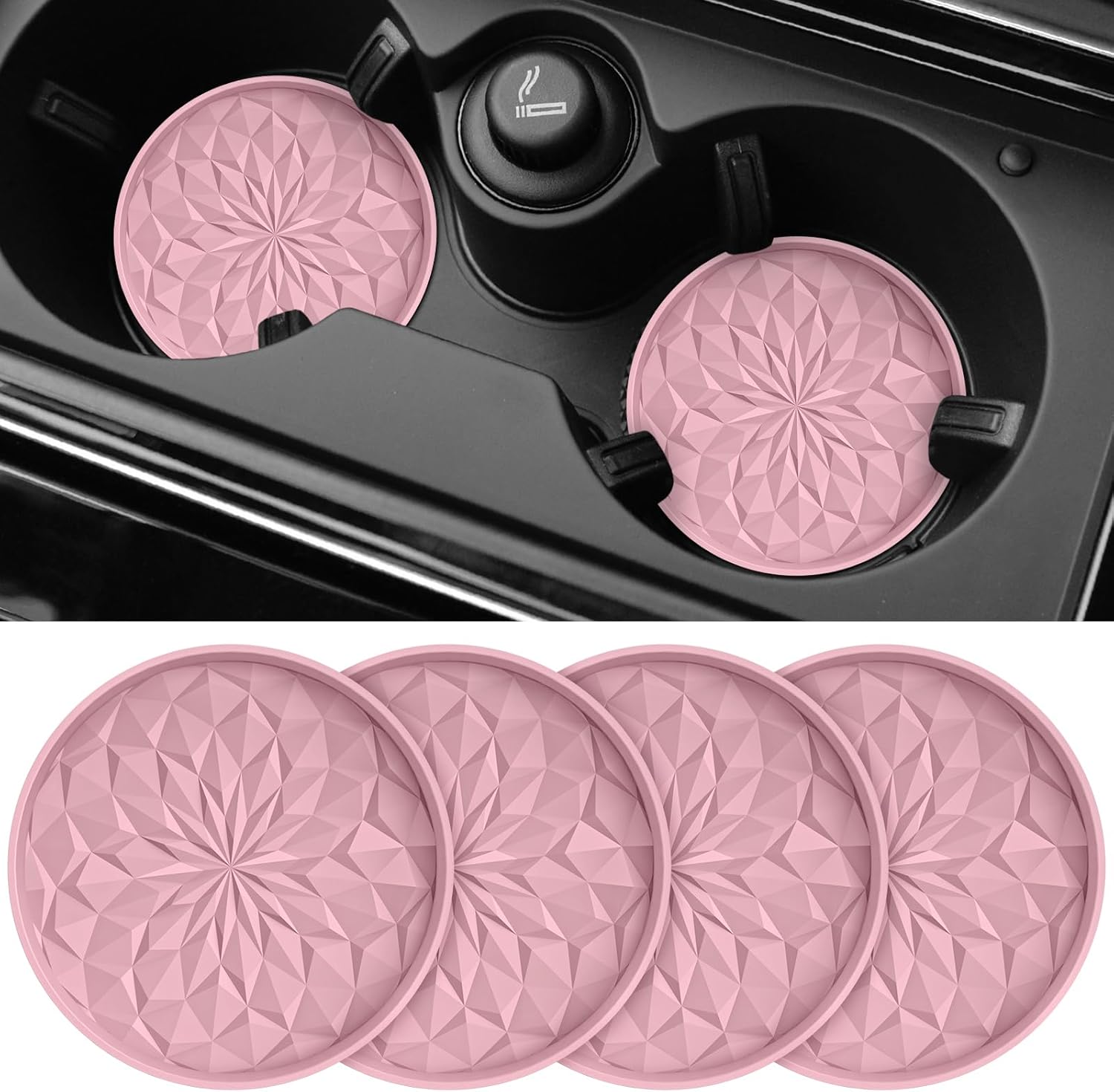 ME.FAN Silicone Car Coasters [4 Pack] - Non-Slip Cup Mats