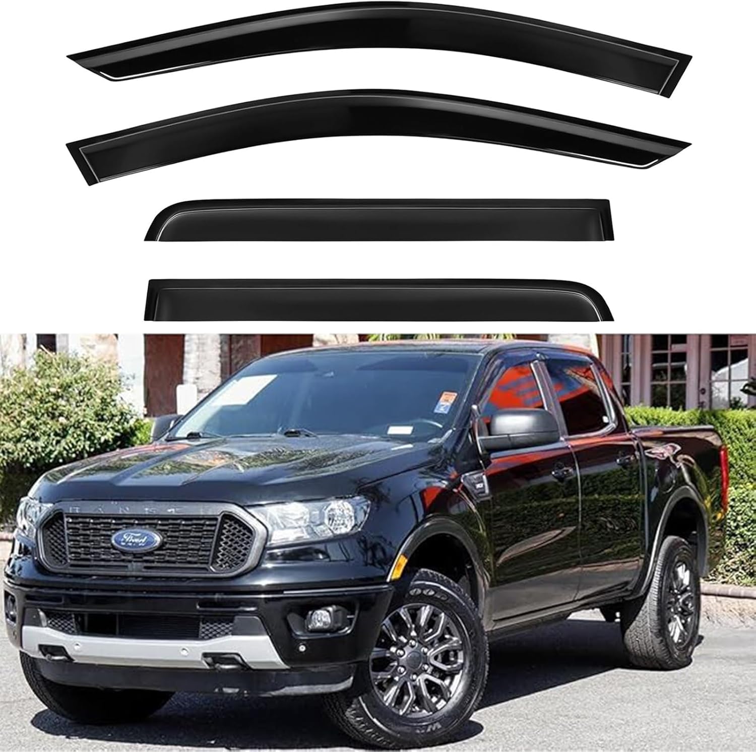 Tape-On Window Visors Rain Guards for Ford Ranger 2019-2024