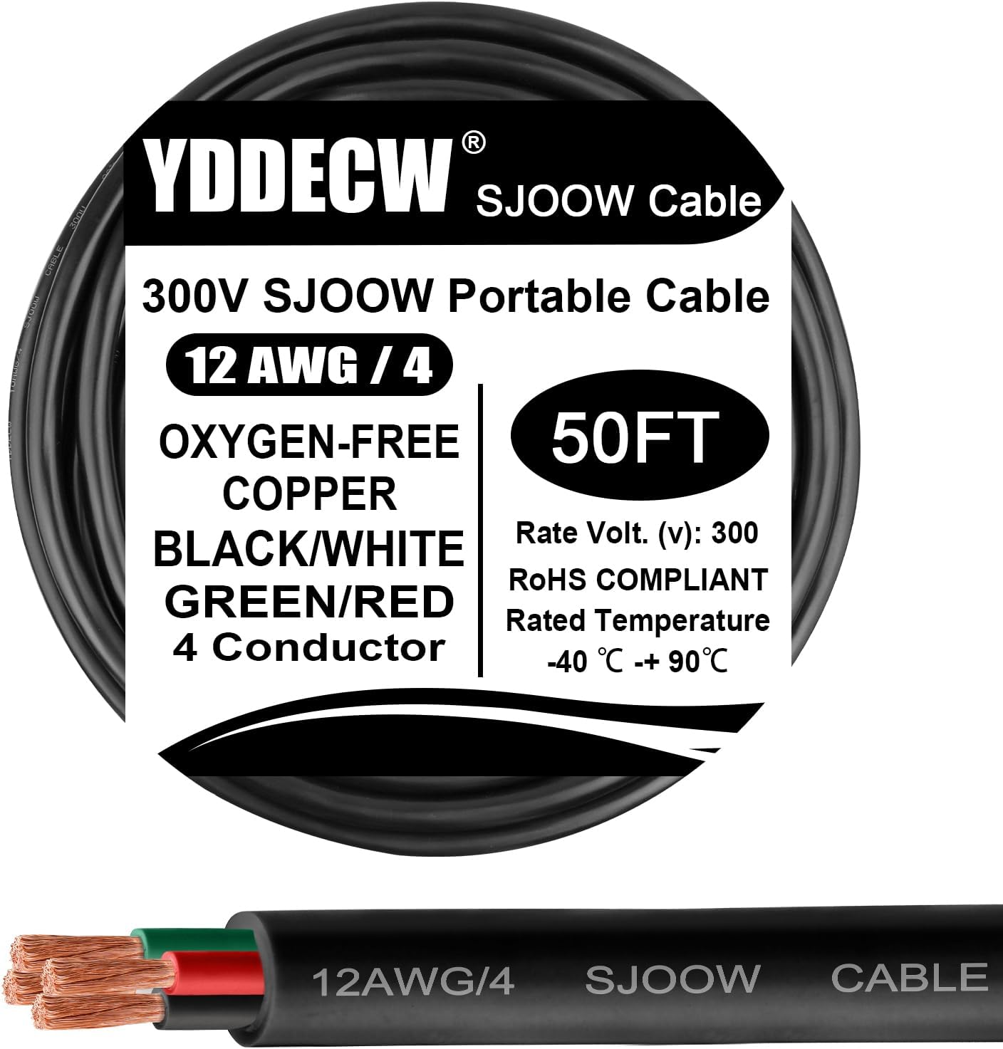 50ft 12/4 AWG Portable Power Cable for Tough Environments