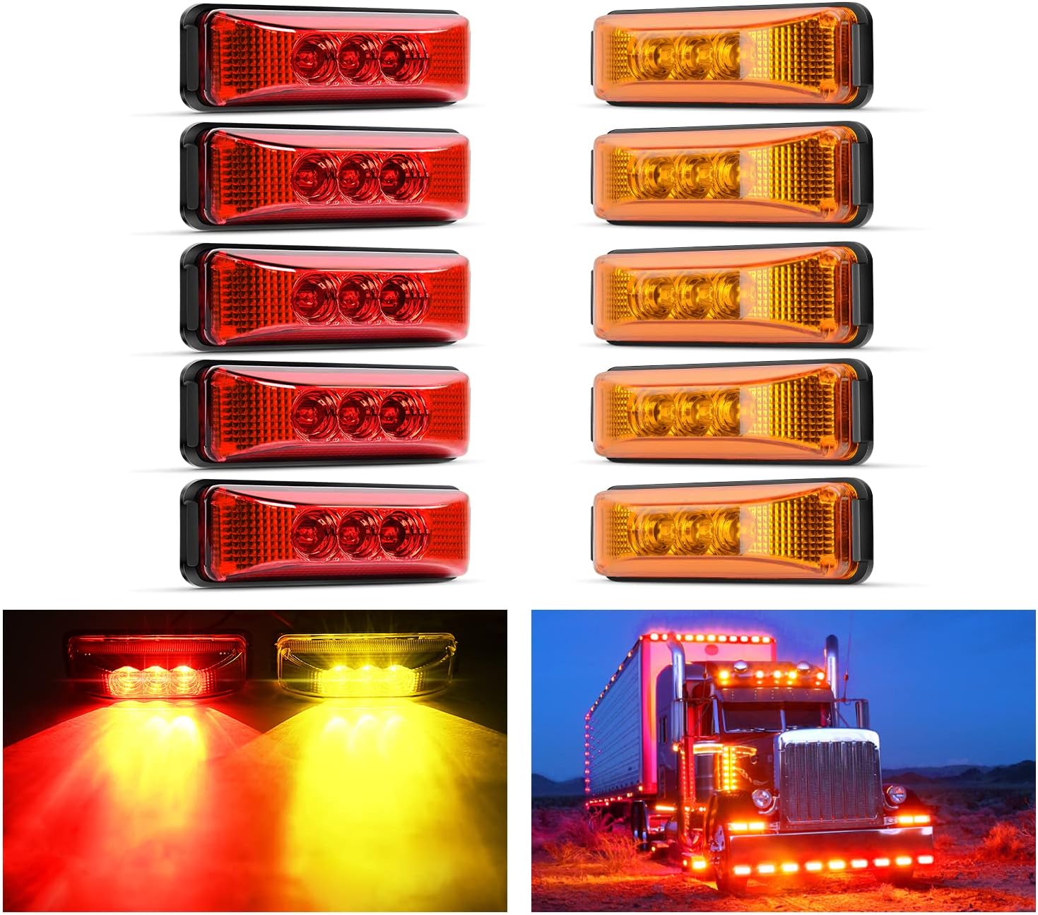 Nilight 10Pcs 3 Led Trailer Light for RV Truck and Trailer