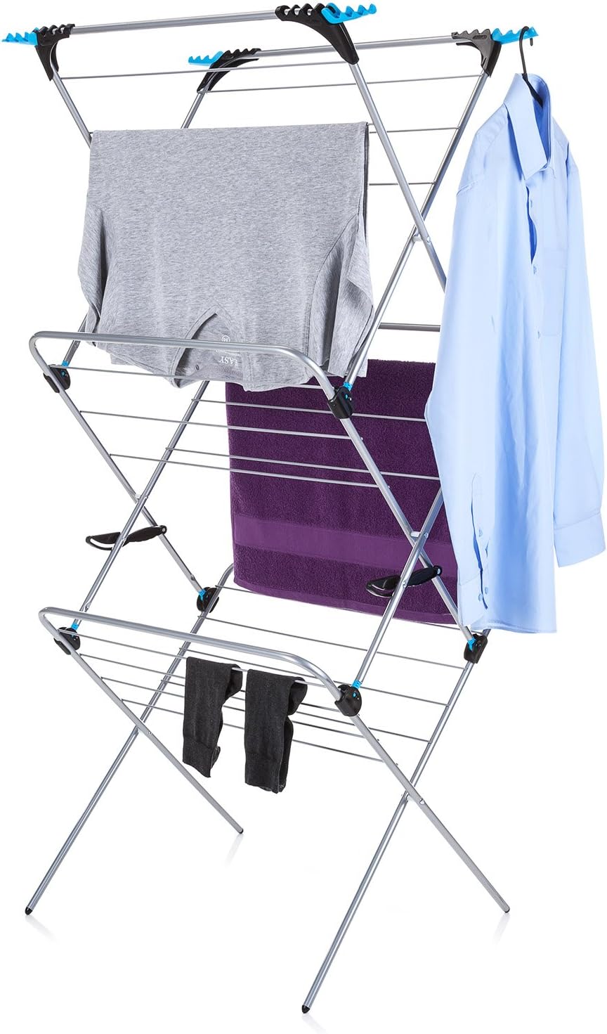 Silver 3 Tier Portable Clothes Drying Rack - 69 ft. Hanging Space