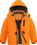 Boy's Waterproof Ski Jackets with Detachable Hood - Warm Fleece Lined