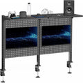 VIVO Steel Triple Clamp Pegboard System with Dual Monitor Mounts
