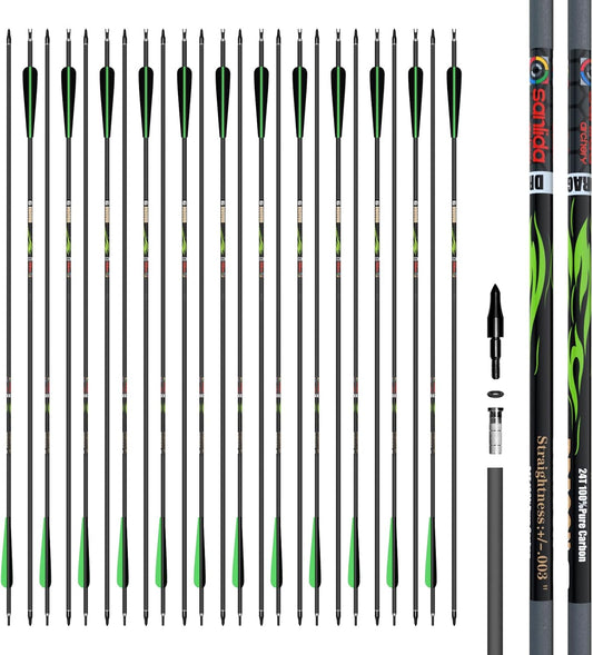 100% Pure Carbon Arrows for Compound and Recurve Bows