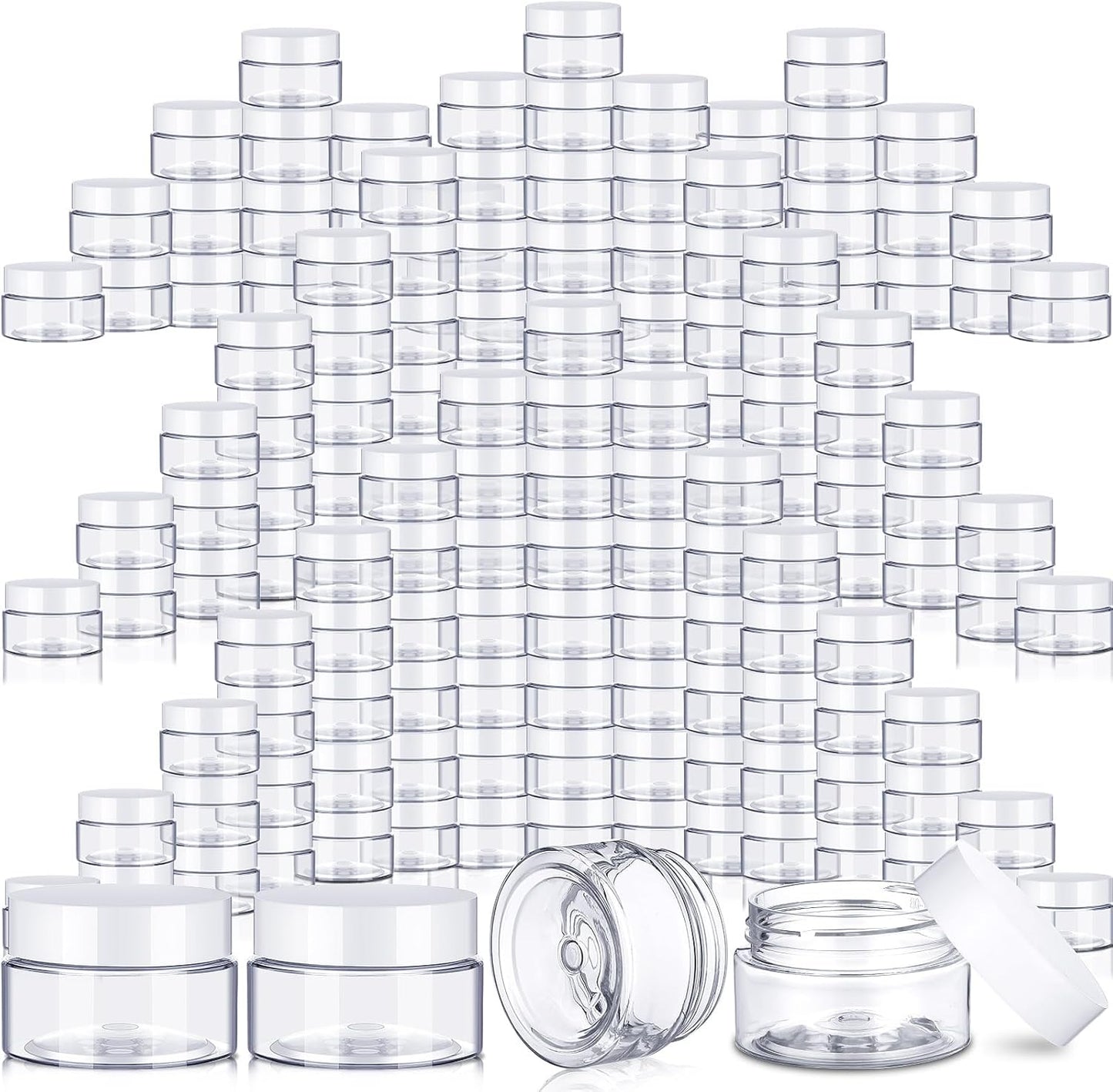100 Pcs 2 oz Plastic Jars with Lids for Travel Storage Needs