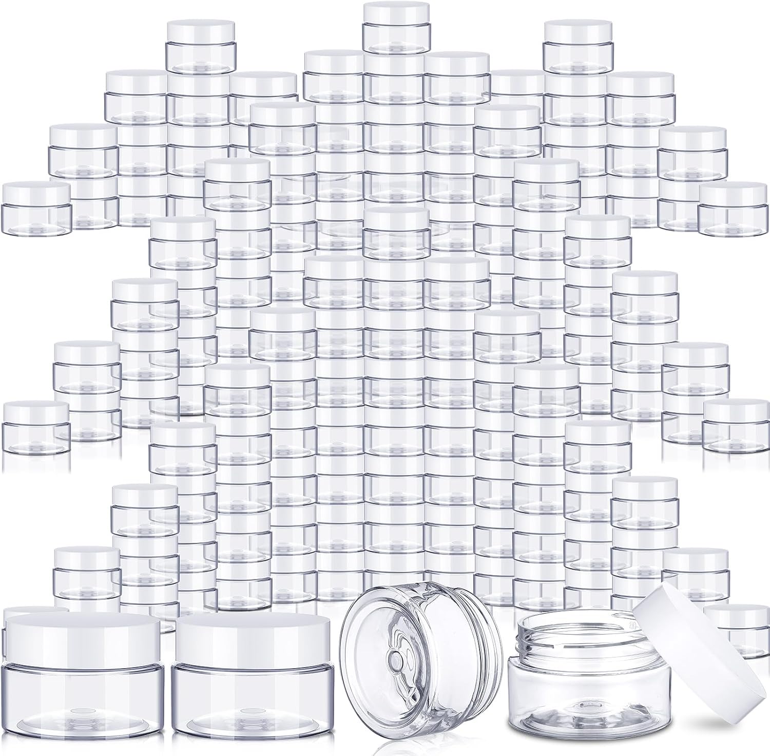 100 Pcs 2 oz Plastic Jars with Lids for Travel Storage Needs