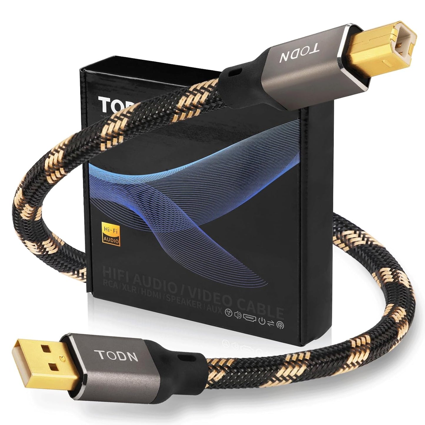 TODN HiFi USB Digital Audio Cable for Audiophiles, 3ft
