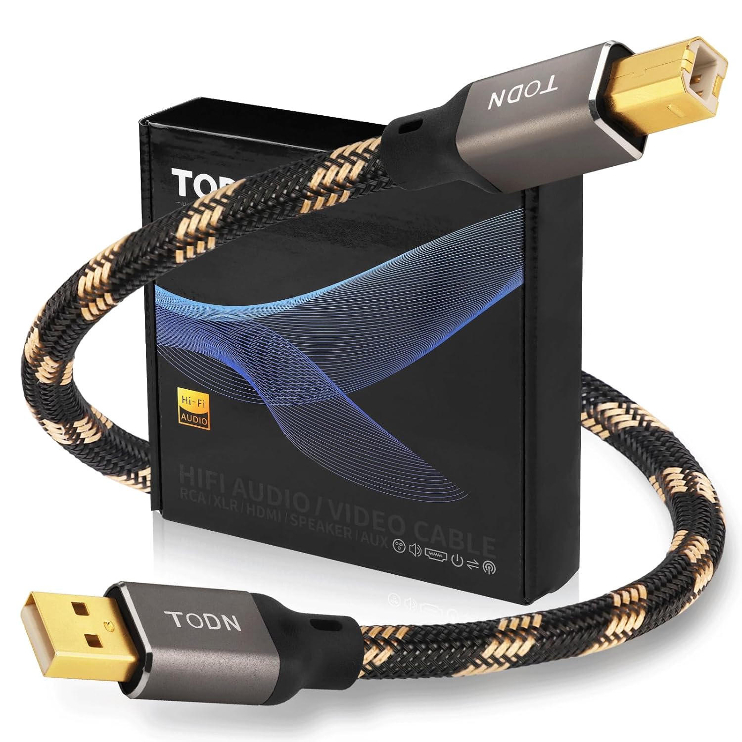 TODN HiFi USB Digital Audio Cable for Audiophiles, 3ft