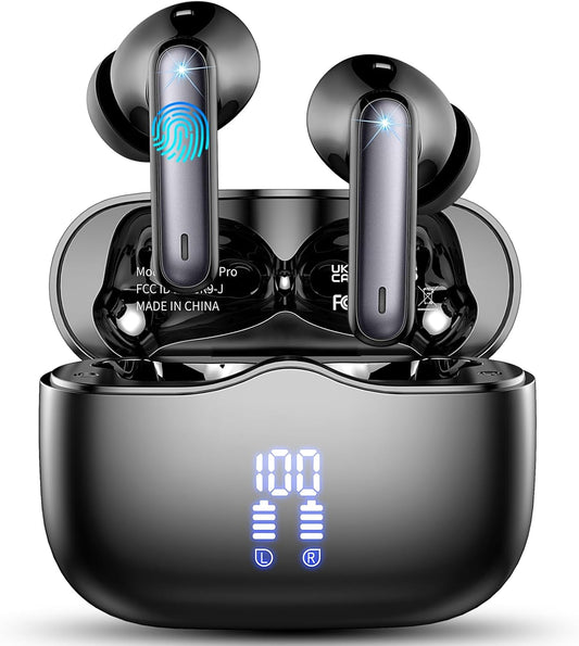 HiFi Stereo Wireless Earbuds, 40H Playtime, Noise Cancelling Mic