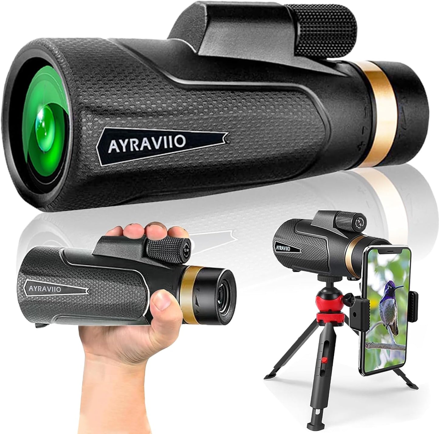 12x60 Monocular Telescope with Smartphone Holder for Adventures