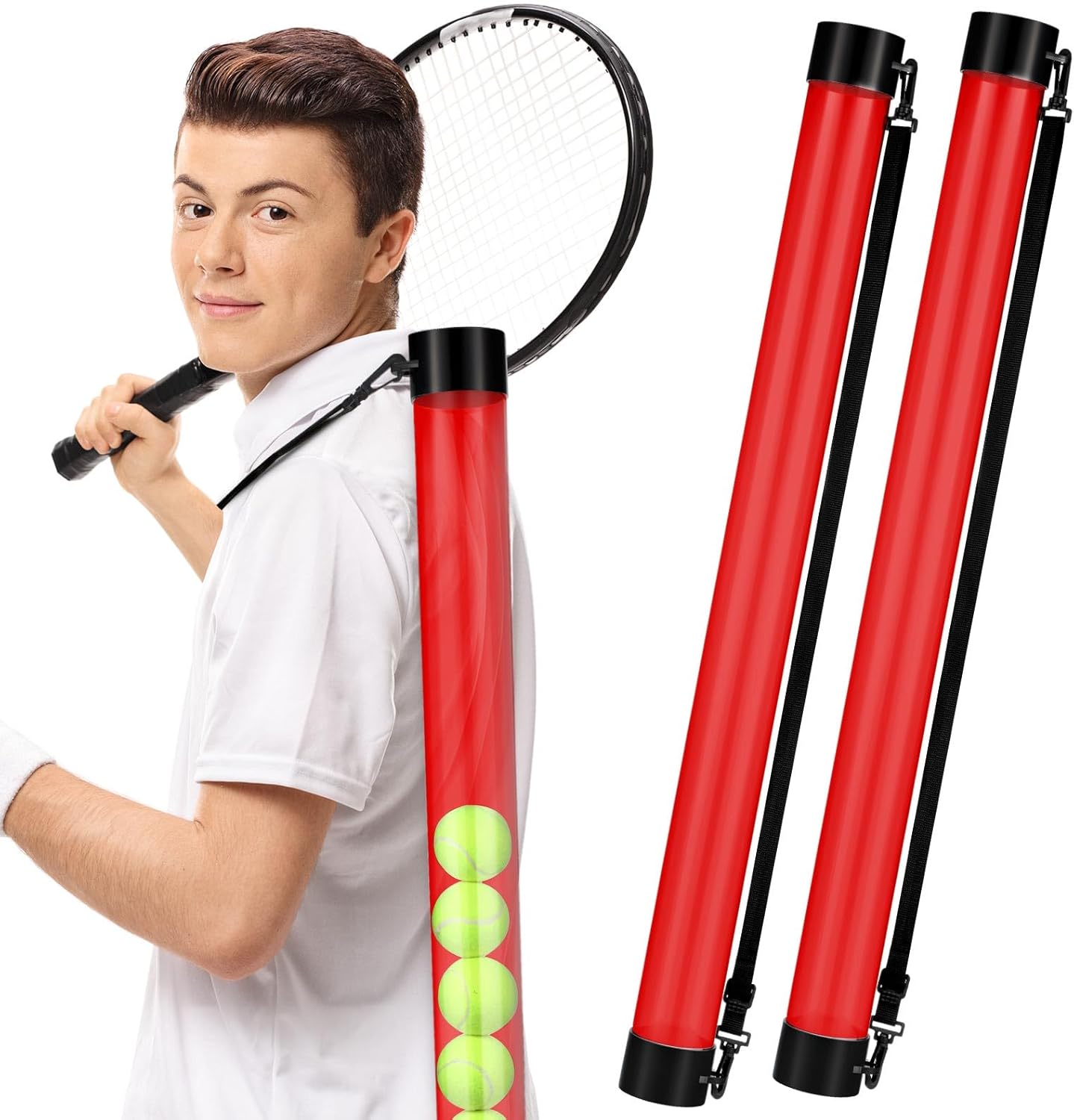 Lenwen Tennis Ball Pickup Tube Set with Shoulder Strap for Easy Use