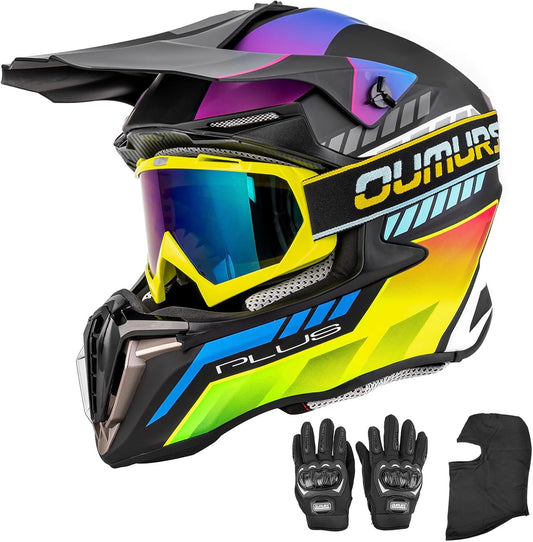 Adult ATV Dirt Bike Helmet with Goggles, Gloves & Mask Set