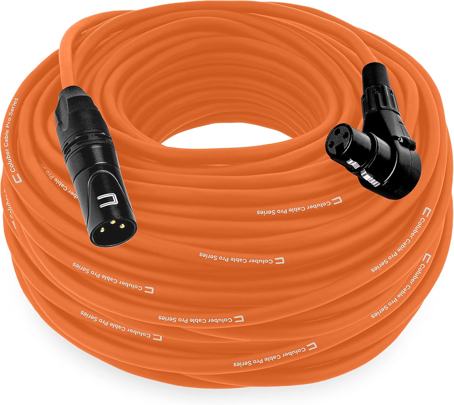 Balanced XLR Cable Male to Right Angle Female - 150 Feet Orange