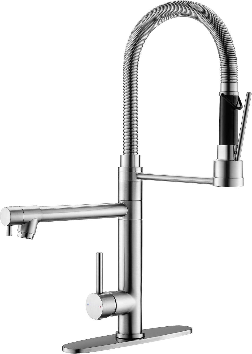 Dual-Spout Kitchen Sink Faucet with Pull Down Sprayer 22.4ftin