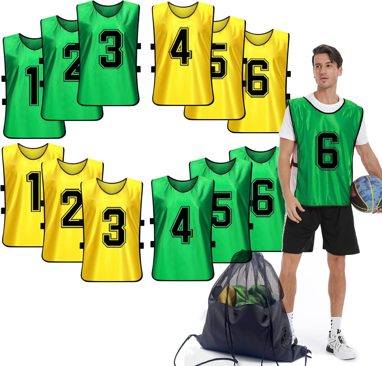Sports Pinnies Numbered Practice Vest Bibs for Soccer Basketball