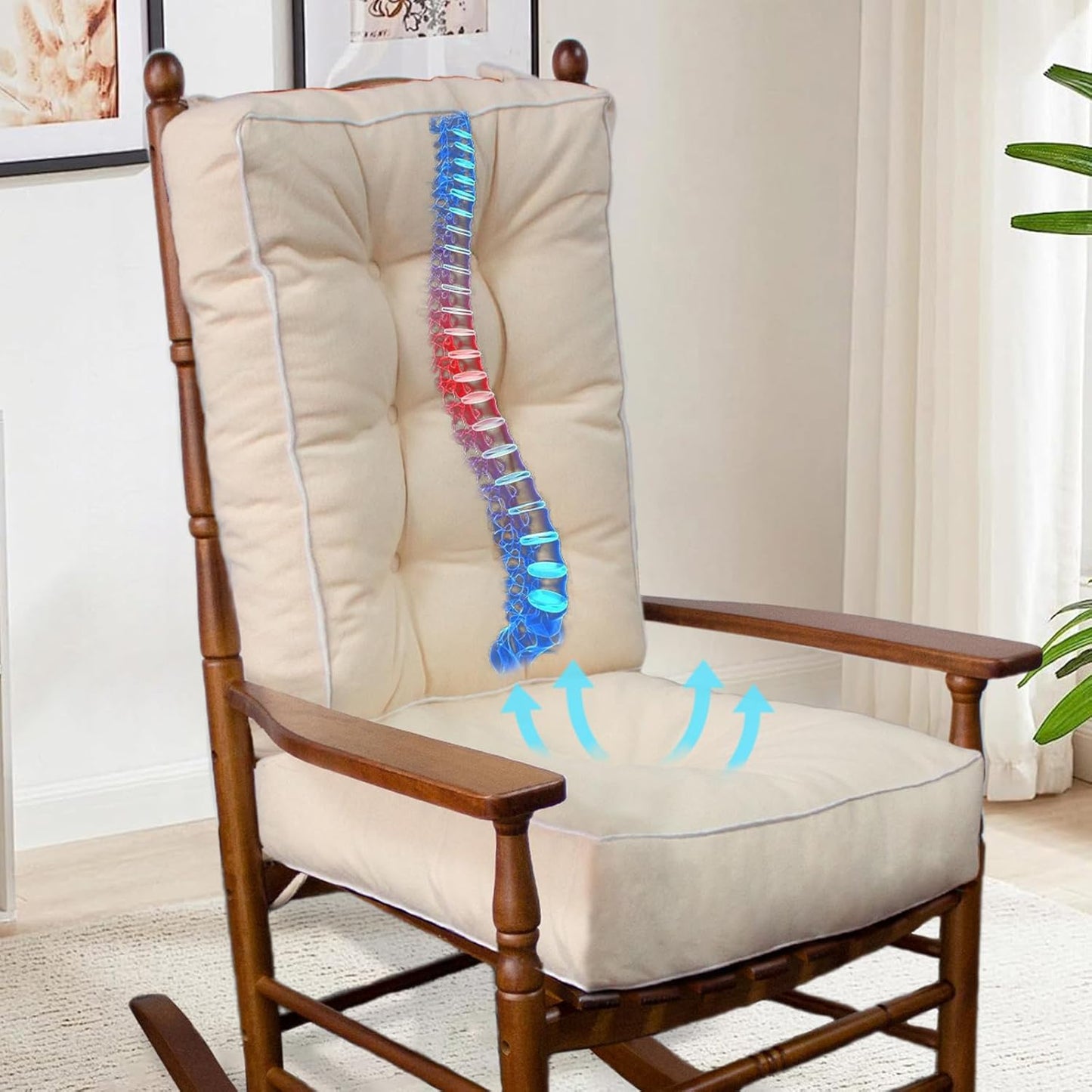 YZ HOME Rocking Chair Cushion Set with Memory Foam Comfort