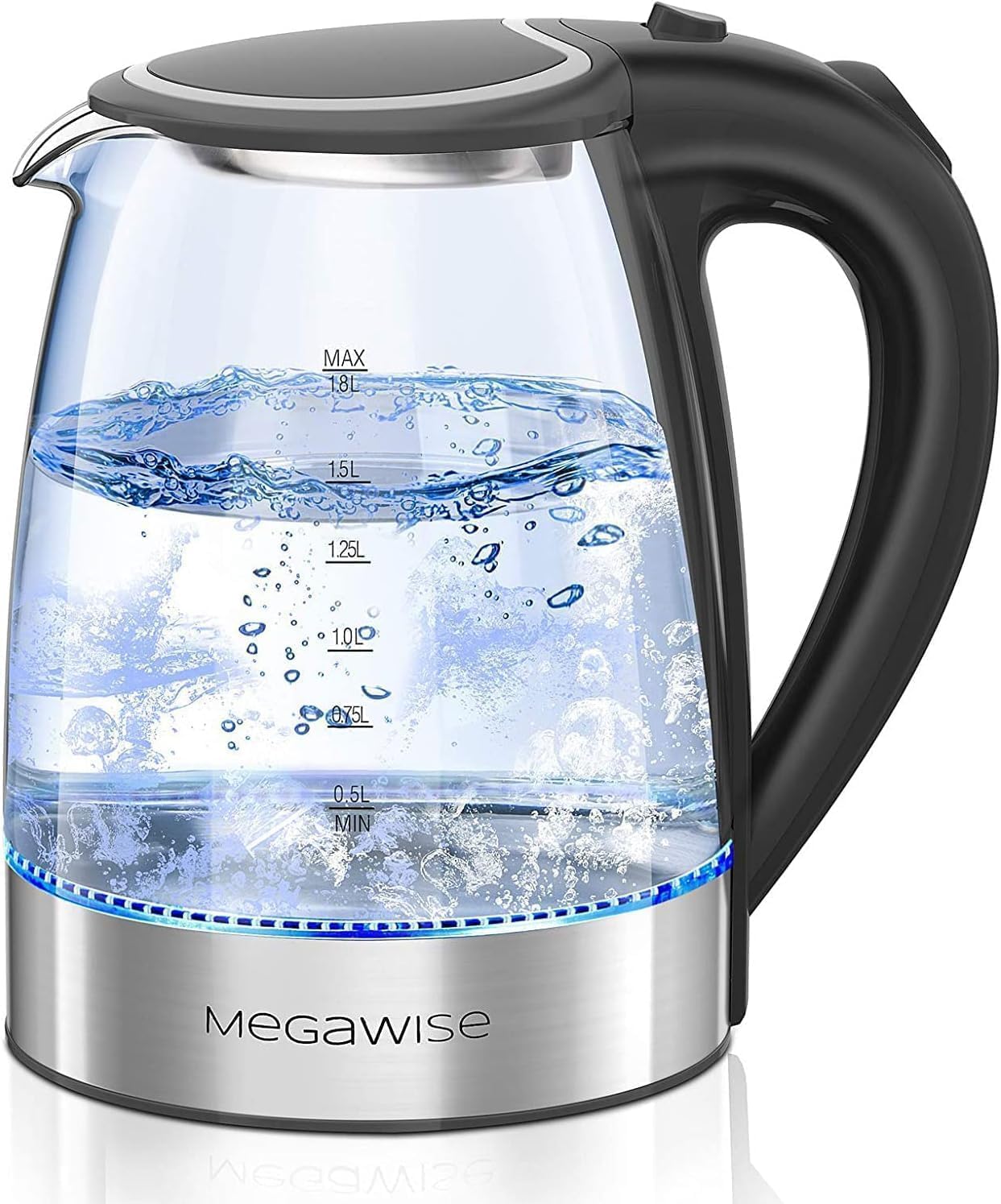 Megawise Electric Glass Kettle with Auto Shut-Off for Safety